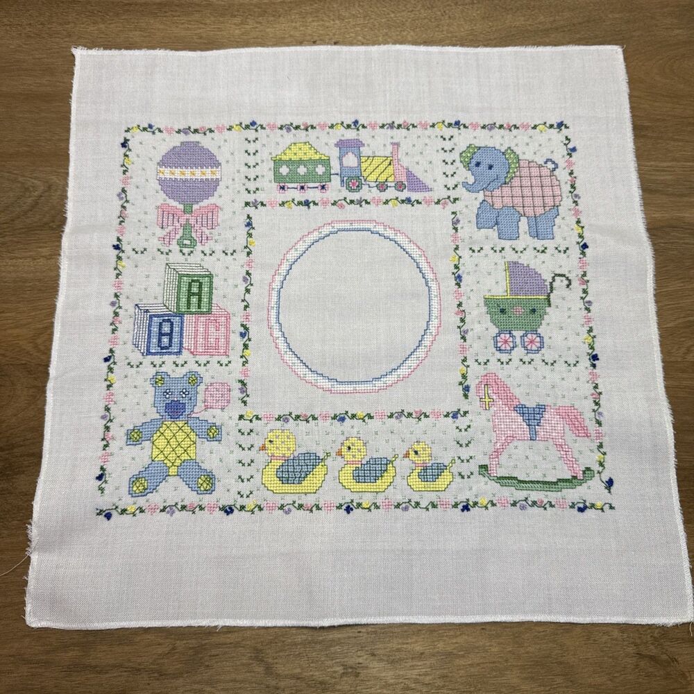 Janlynn Counted Cross Stitch Nursery Time Sampler Baby You Complete 14"x12"